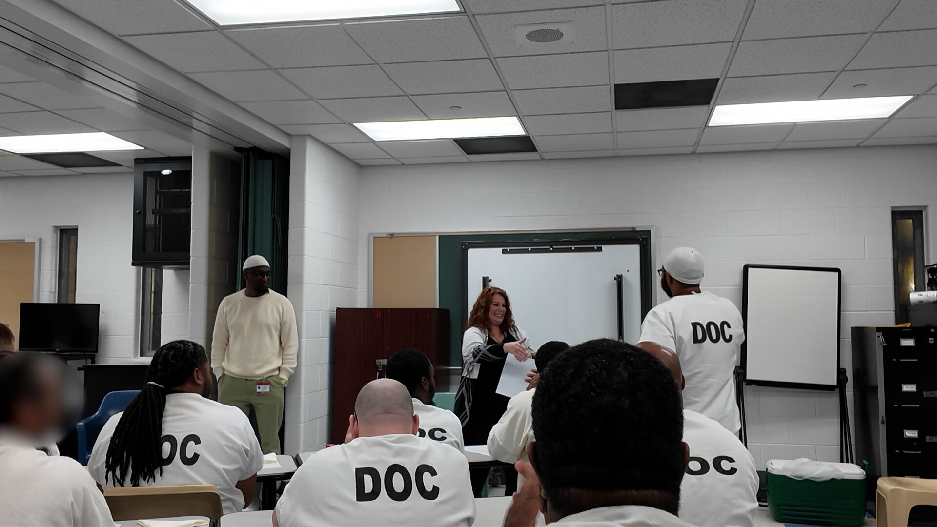 Men in a classroom at Sussex Correctional Institution